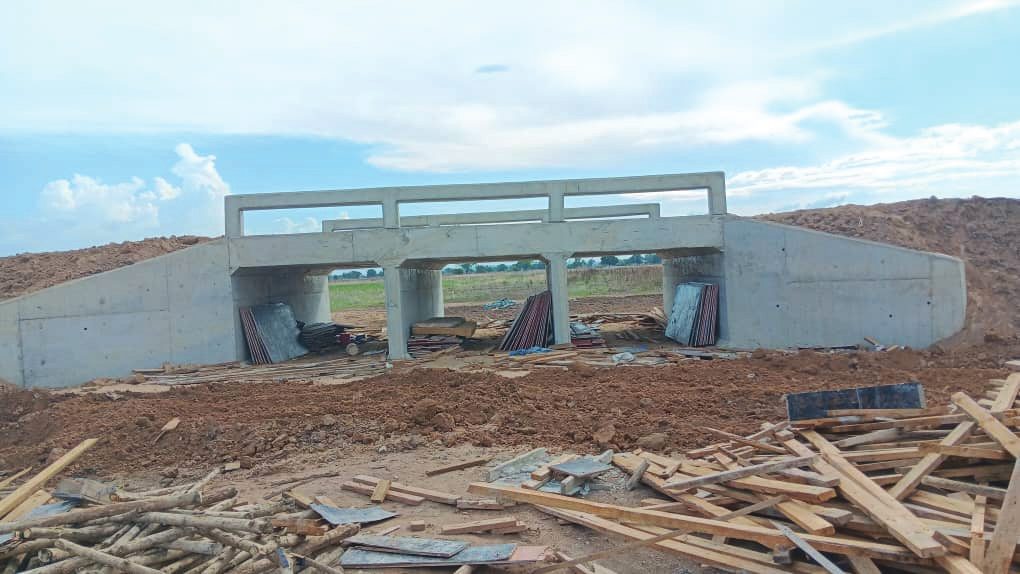 A commercial building under construction with block walls in place